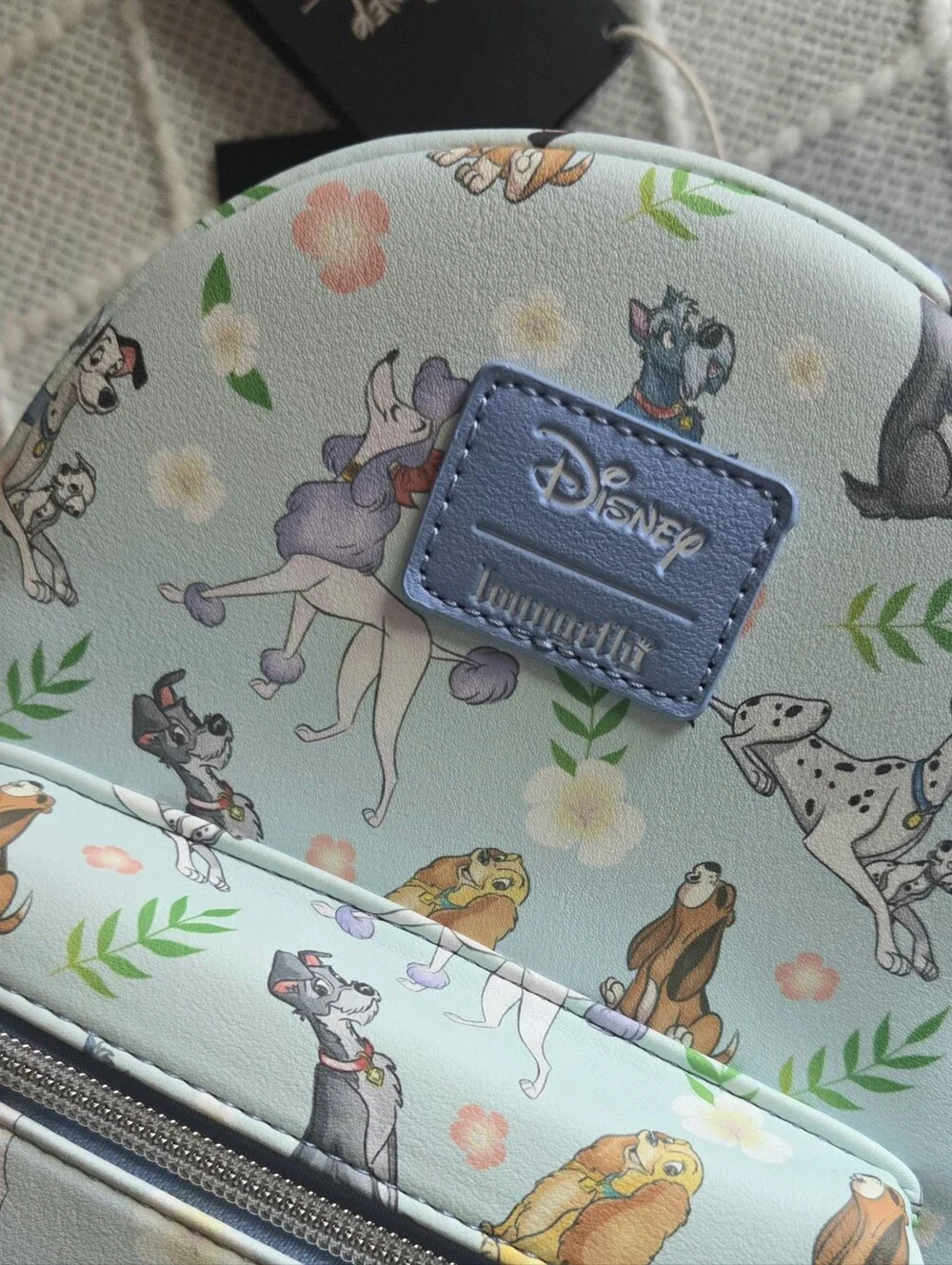 Loungefly Disney Dogs Floral Mini Backpack Blue - Picture 2 of 8